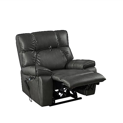 Oversized Leather Power Lift Recliner Chair with Cup Holder E81126