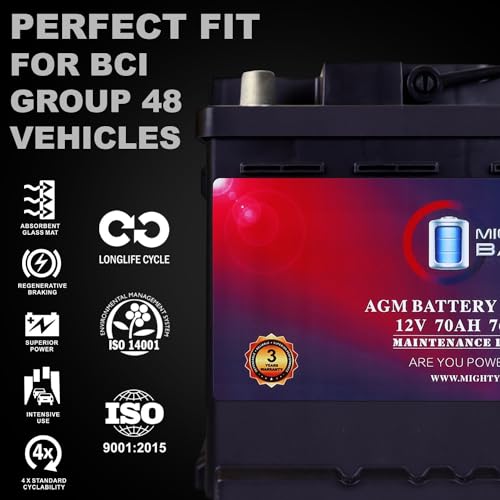 AGM Car Battery, Group Size 47, 12V 60 AH, 680 CCA E451805