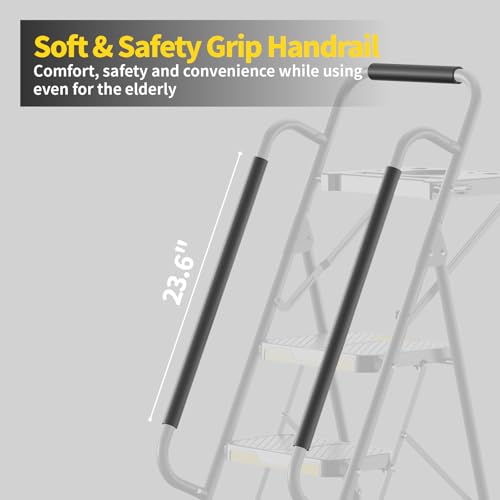 6 Step Steel Ladder with Tool Platform and Handrails E396695