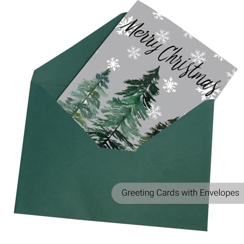 24 Watercolor Christmas Greeting Cards with Envelopes & Stickers G170