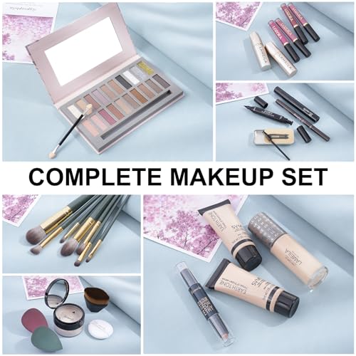 18 Color Eyeshadow Palette Foundation Lipstick Eyebrow Pencil Makeup Kit Y81792