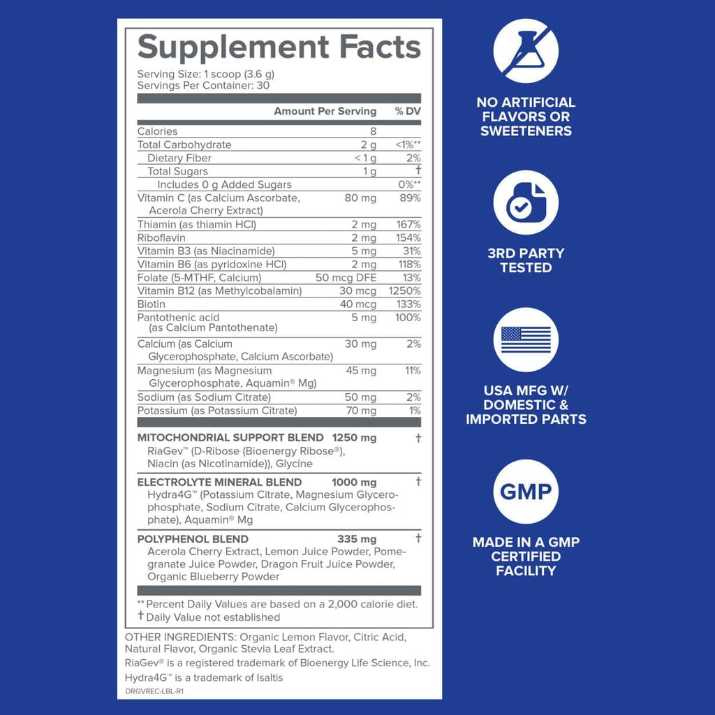 Vital Recharge Supplement Powder with Electrolytes - 30 Servings U801827