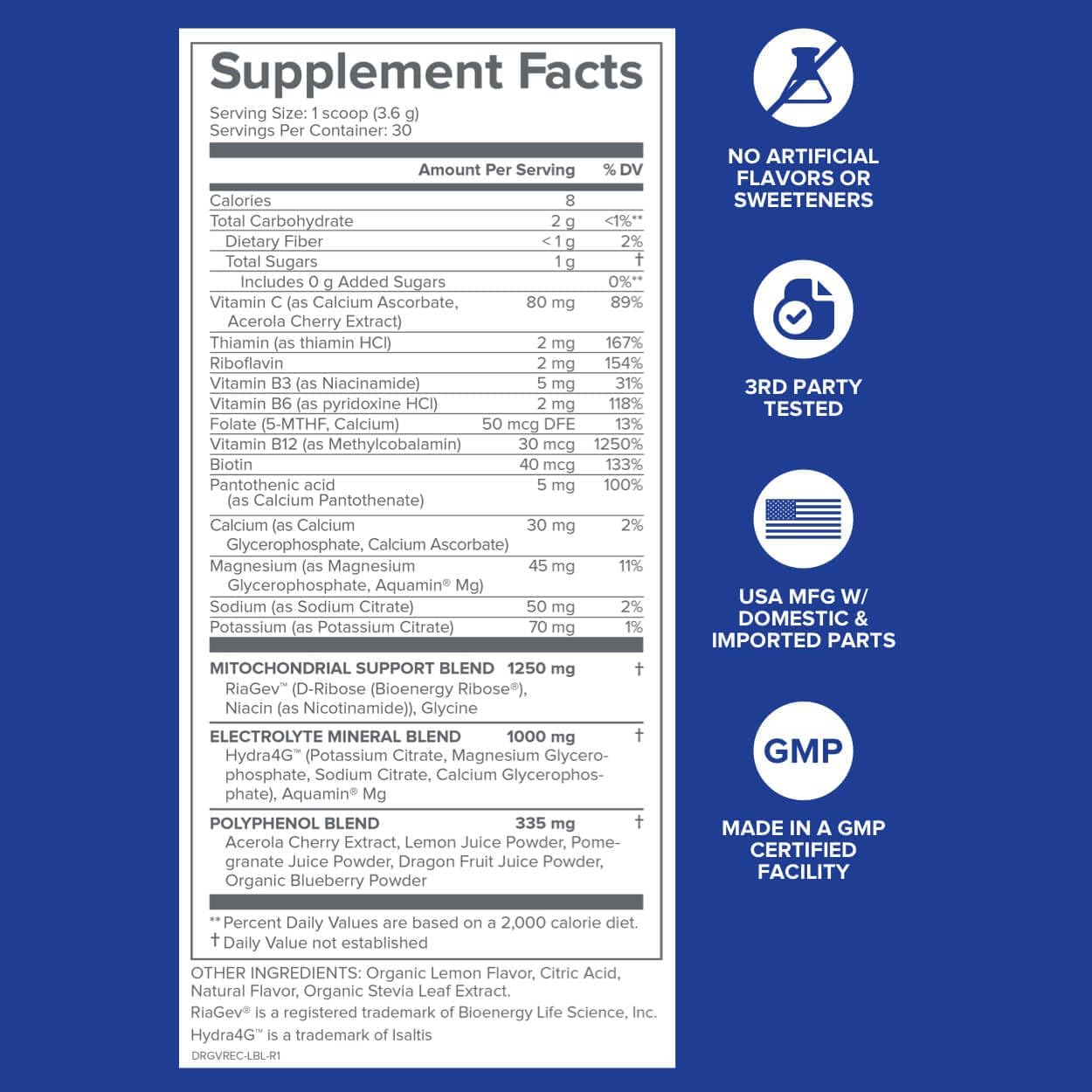 Vital Recharge Supplement Powder with Electrolytes - 30 Servings U801827