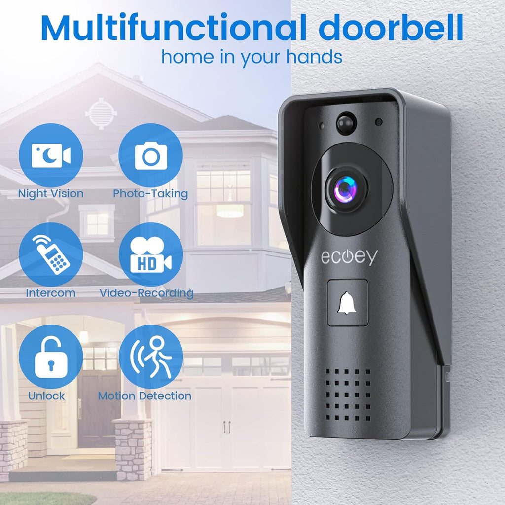 Video Doorbell Camera with Two-Way Audio, 1080P HD, PIR Motion Detection, Solar Energy A984
