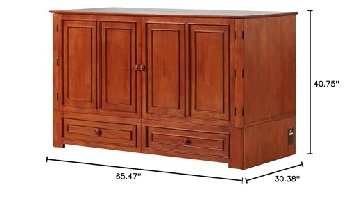 Solid Wood Murphy Storage Bed Queen Cherry N79780