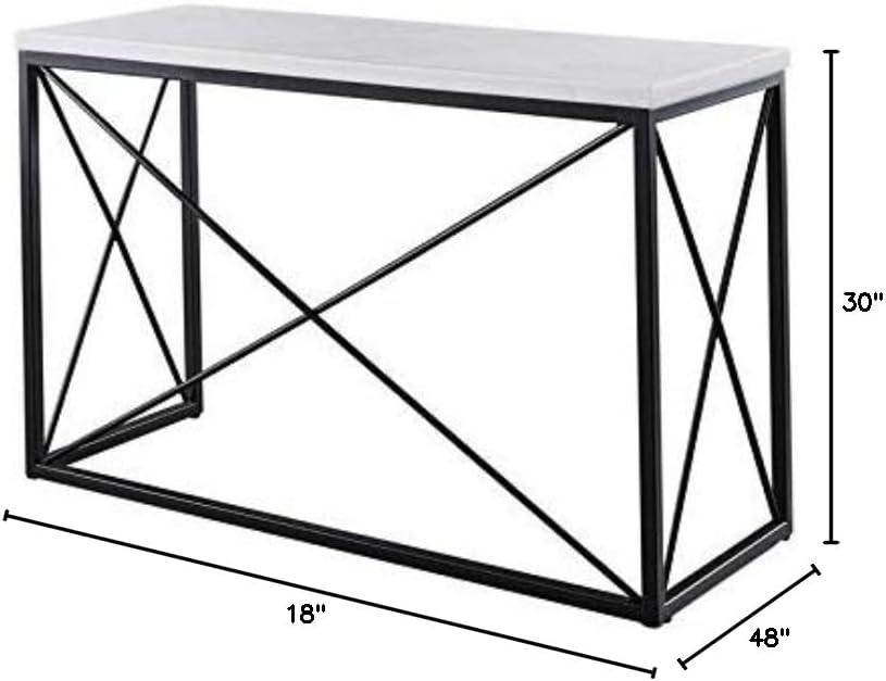 White Marble Top Rectangle Sofa Table Z30365