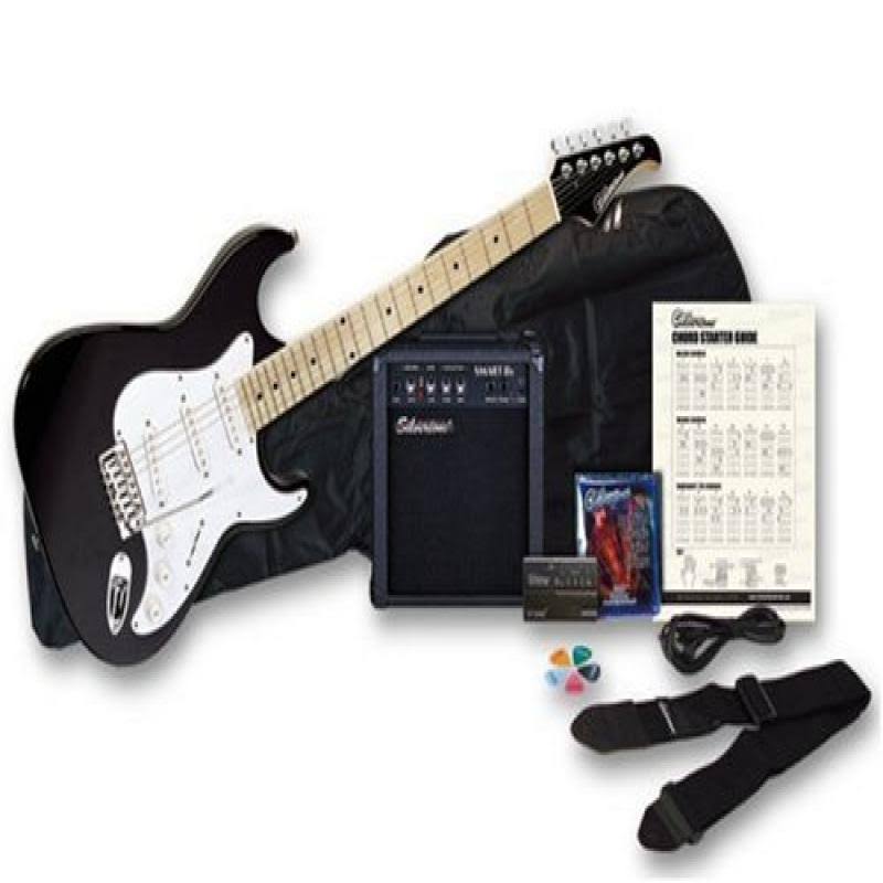 Black Electric Guitar and Amp Package K376