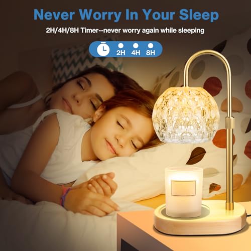 Adjustable Height Dimmable Candle Warmer Lamp with 2 Bulbs Timer A892357
