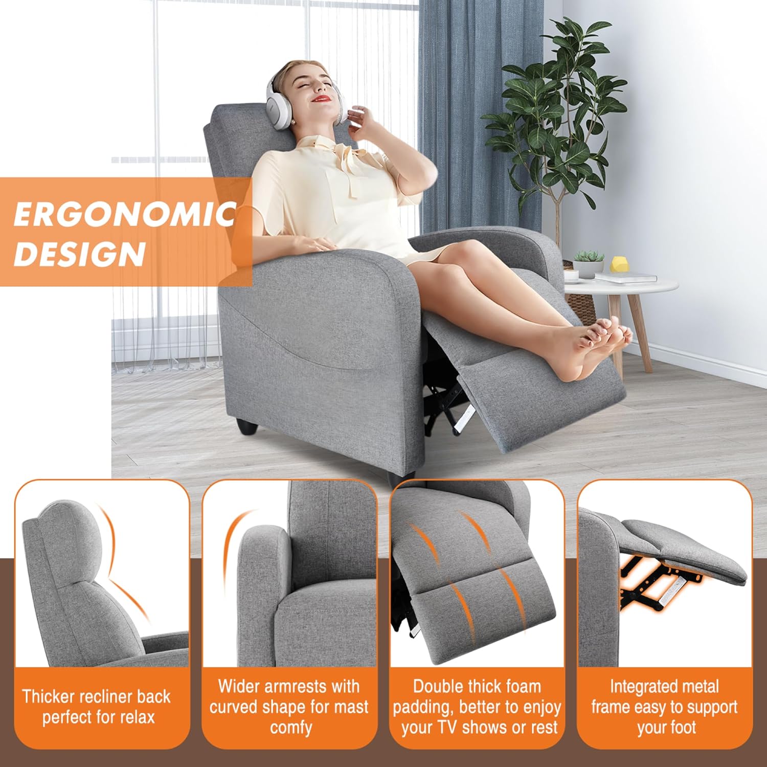 Recliner Chair PU Leather Recliner Sofa B240482
