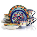 16 Piece Multicolored Round Stoneware Dinnerware Set T1744