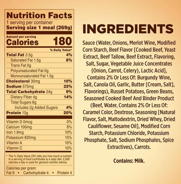 9.5 oz Frozen Beef Merlot Meal, Pack of 6 B376660