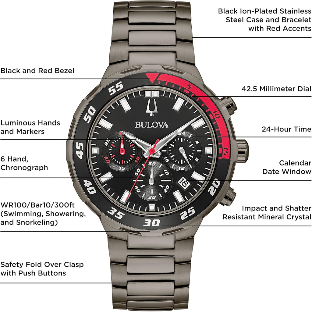 Black Ion Plated Stainless Steel Chronograph Quartz Watch N973149