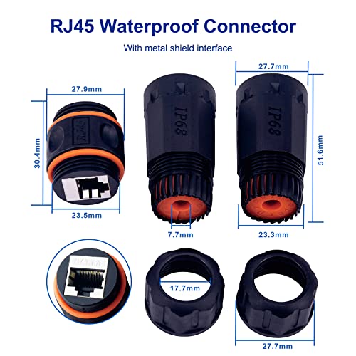 Waterproof CAT6 RJ45 Panel Mount Coupler IP68 Shielded Industrial Ethernet Connector 2PACK P23243