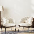 Black & Gray Velvet Barrel Chair with Metal Legs J433369