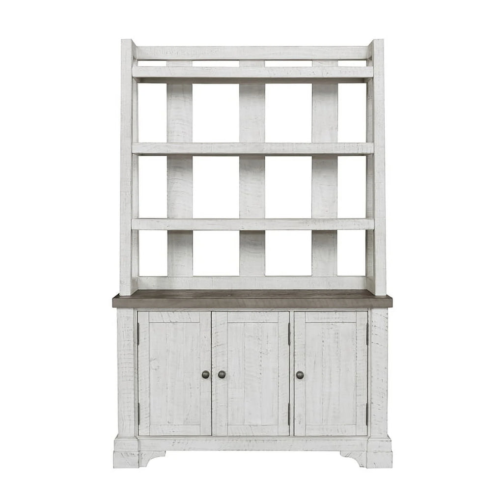 White Wood Credenza with Hutch B5465