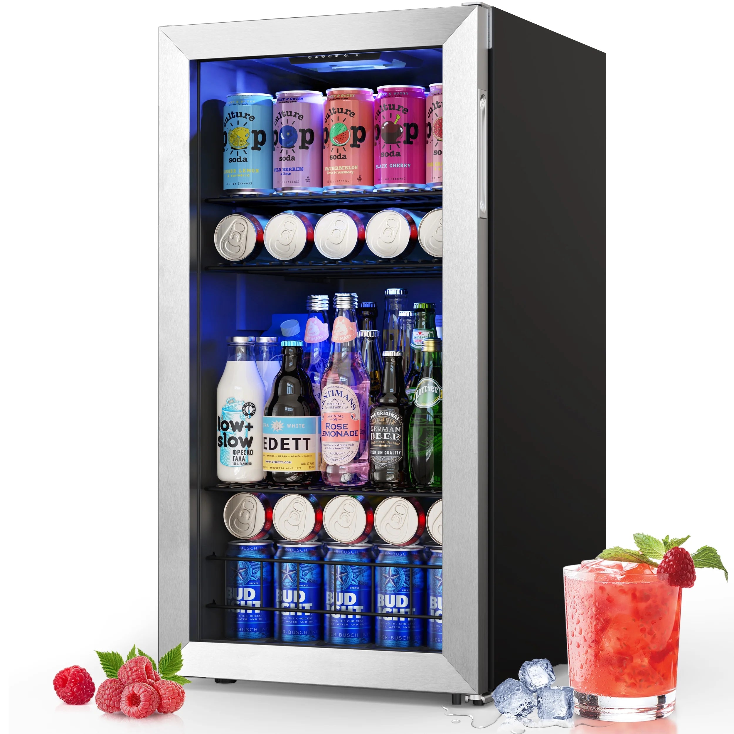 Freestanding Compact Mini Drink Fridge with Glass Door L58910