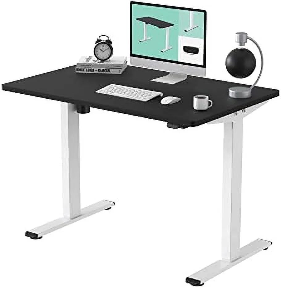 Adjustable Height Desk 40 x 24 Inches Electric Sit Stand Desk Black Frame Black Desktop Q371