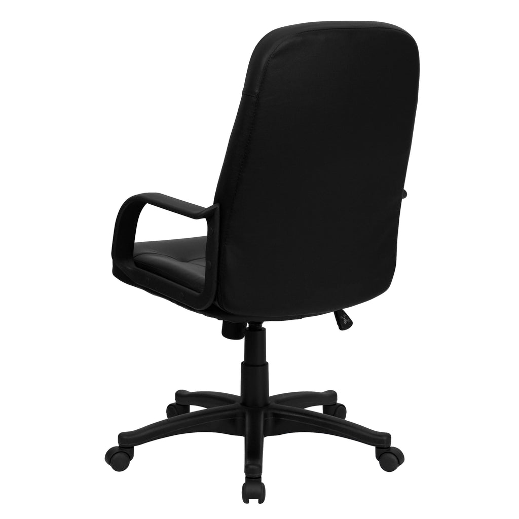 Black Glove Vinyl Executive Swivel Office Chair with Arms P14154