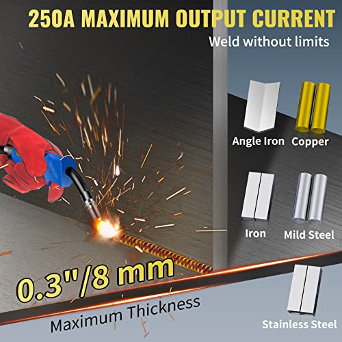 250Amp MIG Welder 3 in 1 220V Flux Core Gas Solid Wire Welding Machine with Torch J143085