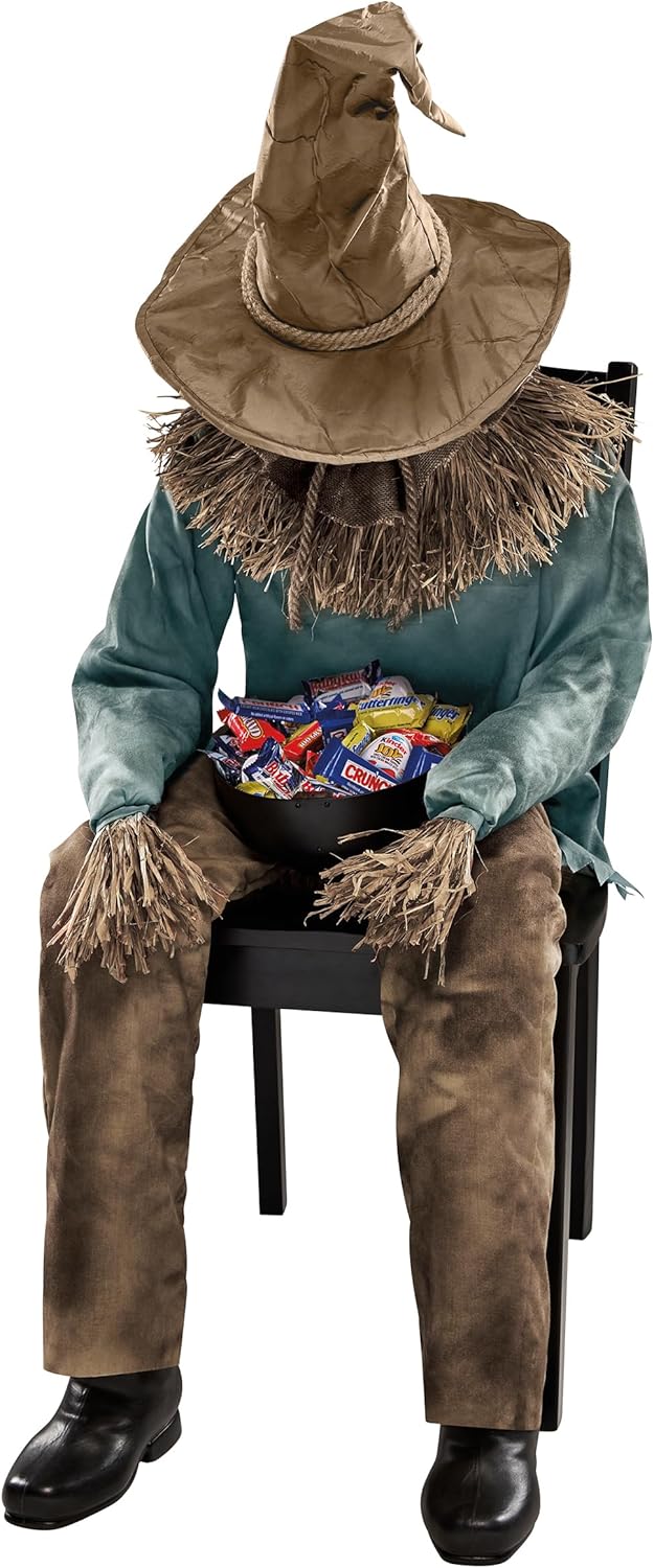 4.5 Ft Scary Sitting Scarecrow Animatronic E648116