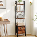 4 Tier Rustic Brown Narrow Bookshelf with Drawer D819910