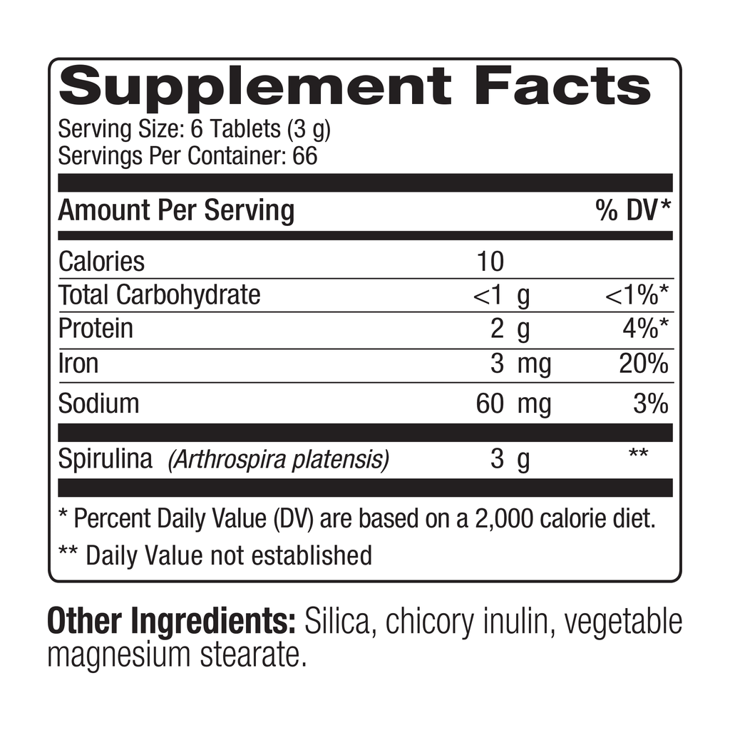 500 mg Spirulina Tablets, 400 Ct Q923