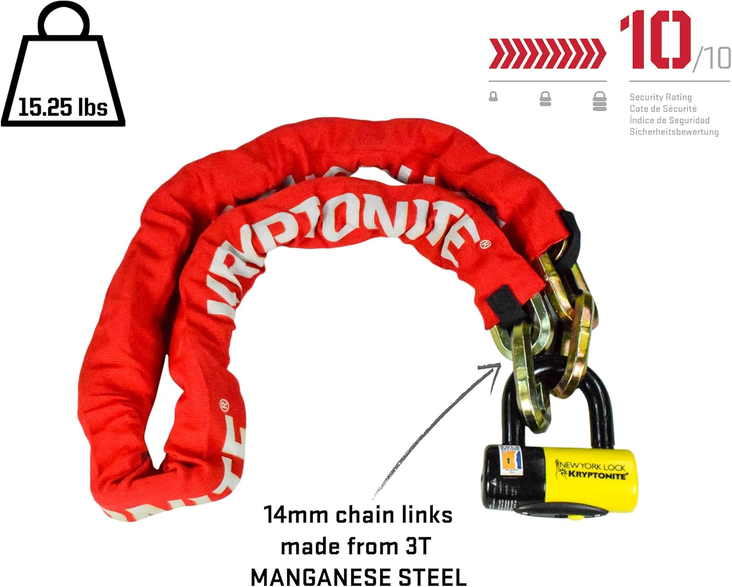 Red 14mm Chain and 15mm Disc Lock K2752