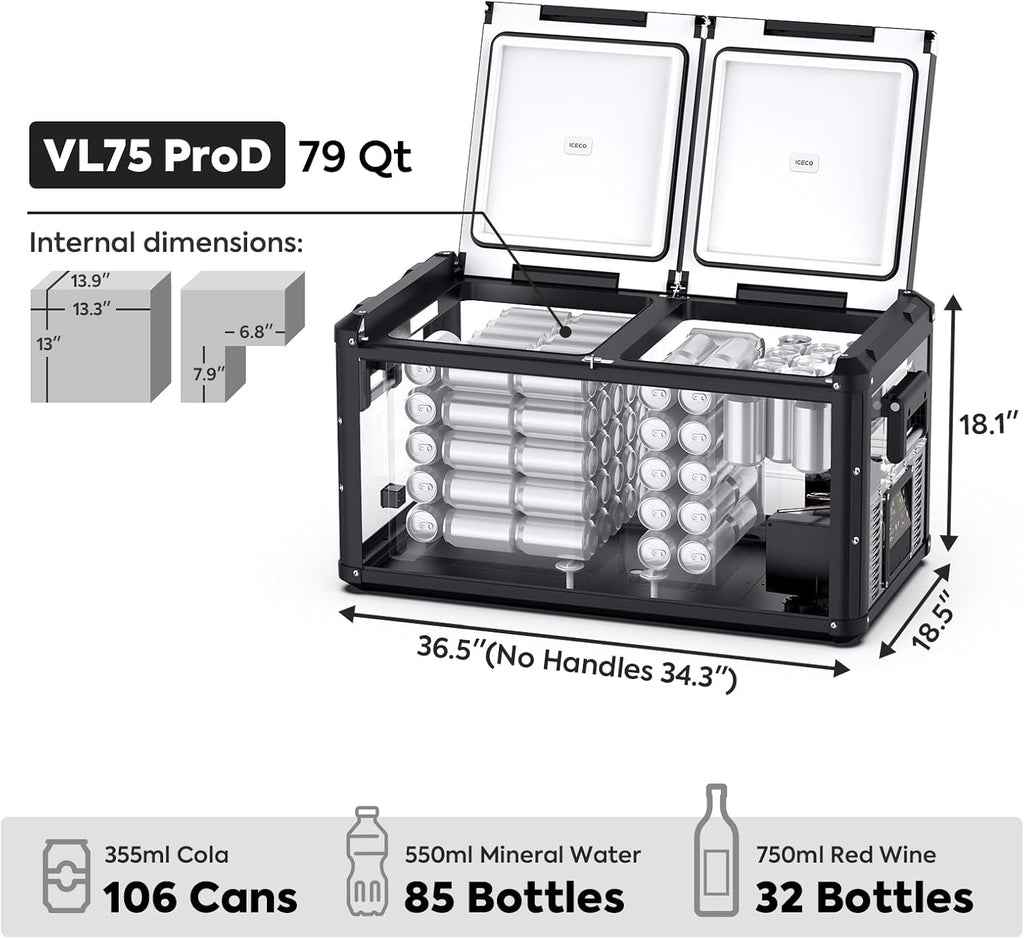 79.2 Quarts Dual Zone Portable Refrigerator with SECOP Compressor Y87888