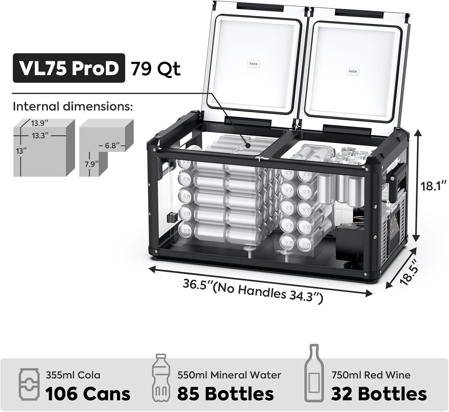 79.2 Quarts Dual Zone Portable Refrigerator with SECOP Compressor Y87888