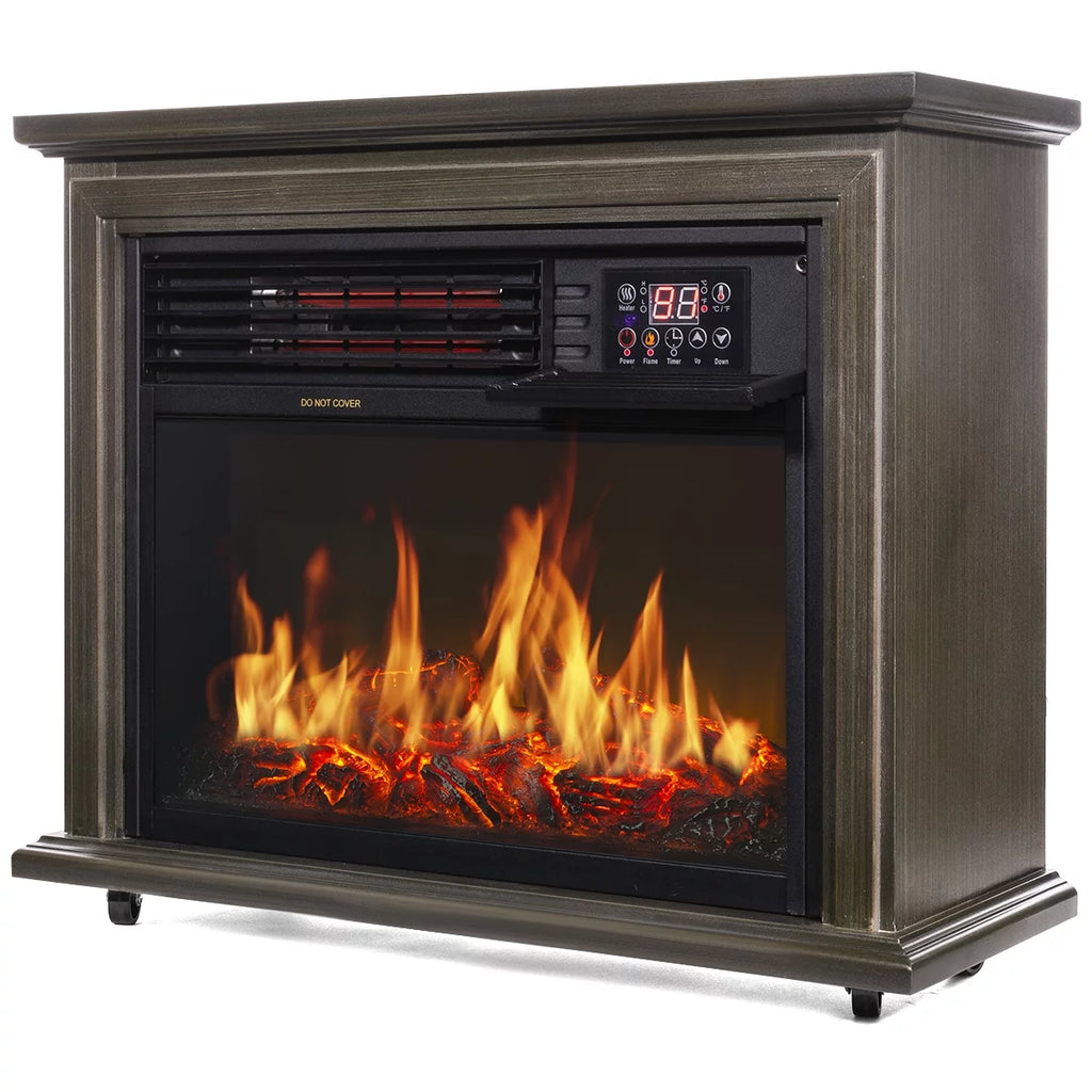 Electric Fireplace Heater Infrared Quartz with Remote Controller, 1500W H78924