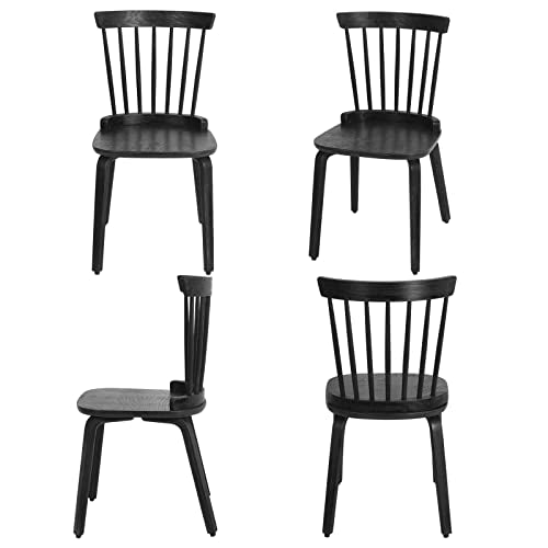 Black Solid Wood Spindle Back Dining Chairs Set of 4 N935