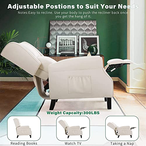 Beige Fabric Wingback Recliner Chair with Heat and Massage O3045
