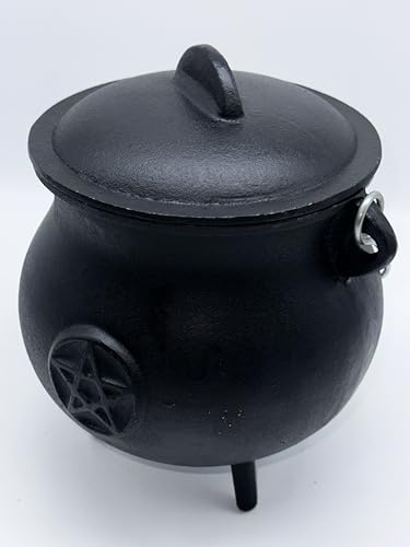7.5" Diameter Cast Iron Cauldron with Lid and Handle A7284