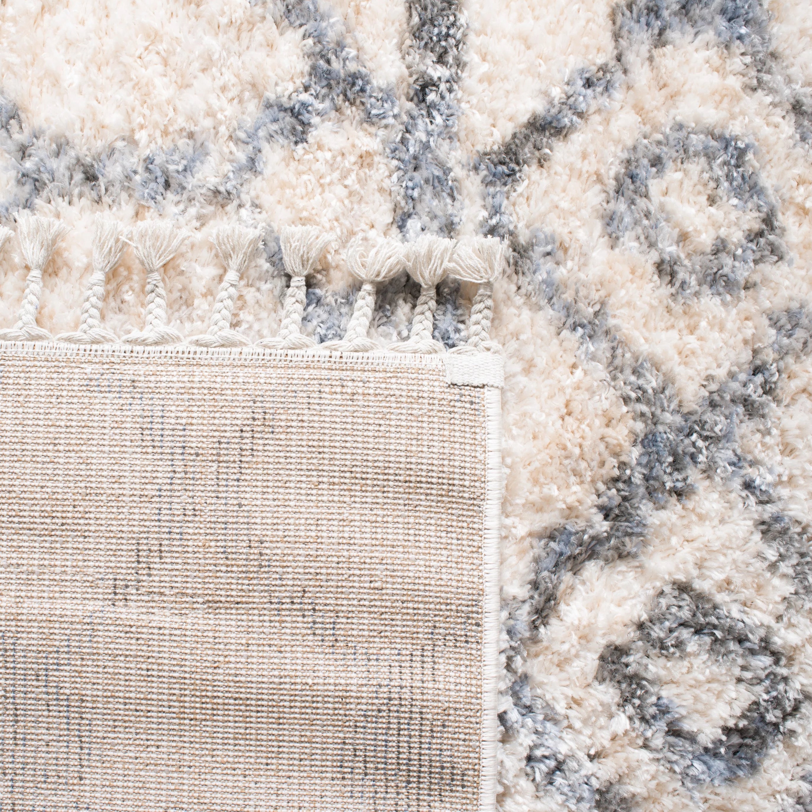 Cream/Grey 6' x 9' Shag Area Rug K3726
