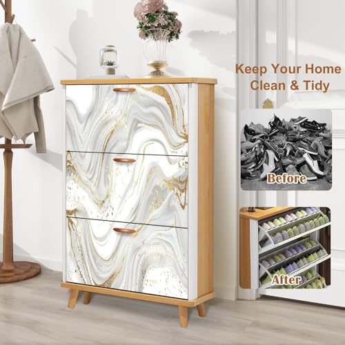 3 Flip Drawers Wooden Shoe Storage Cabinet D105