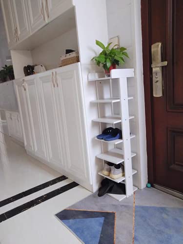 White 7-Tier Narrow Wooden Shoe Rack D11734