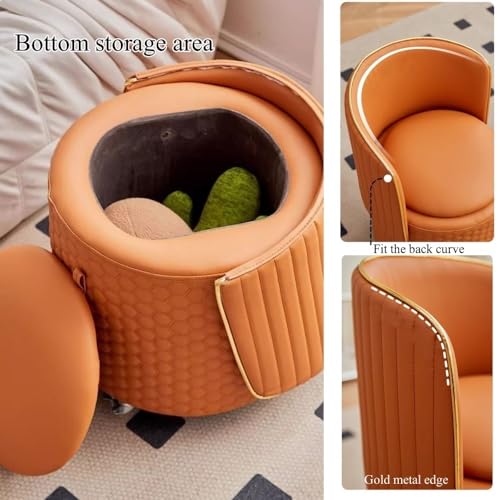 Light Gray Round Storage Ottoman with Wheels B45062