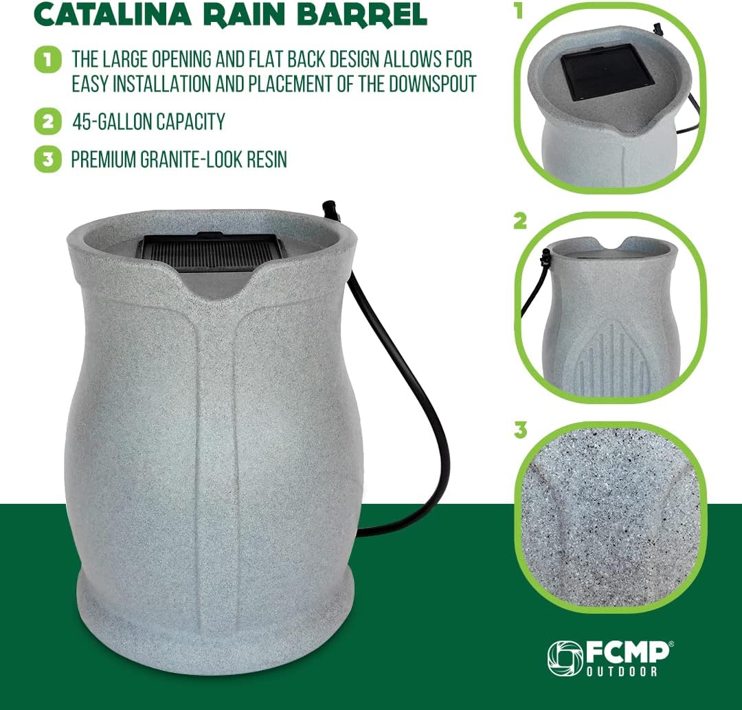 45 Gallon Rain Water Barrel with Flat Back H265281