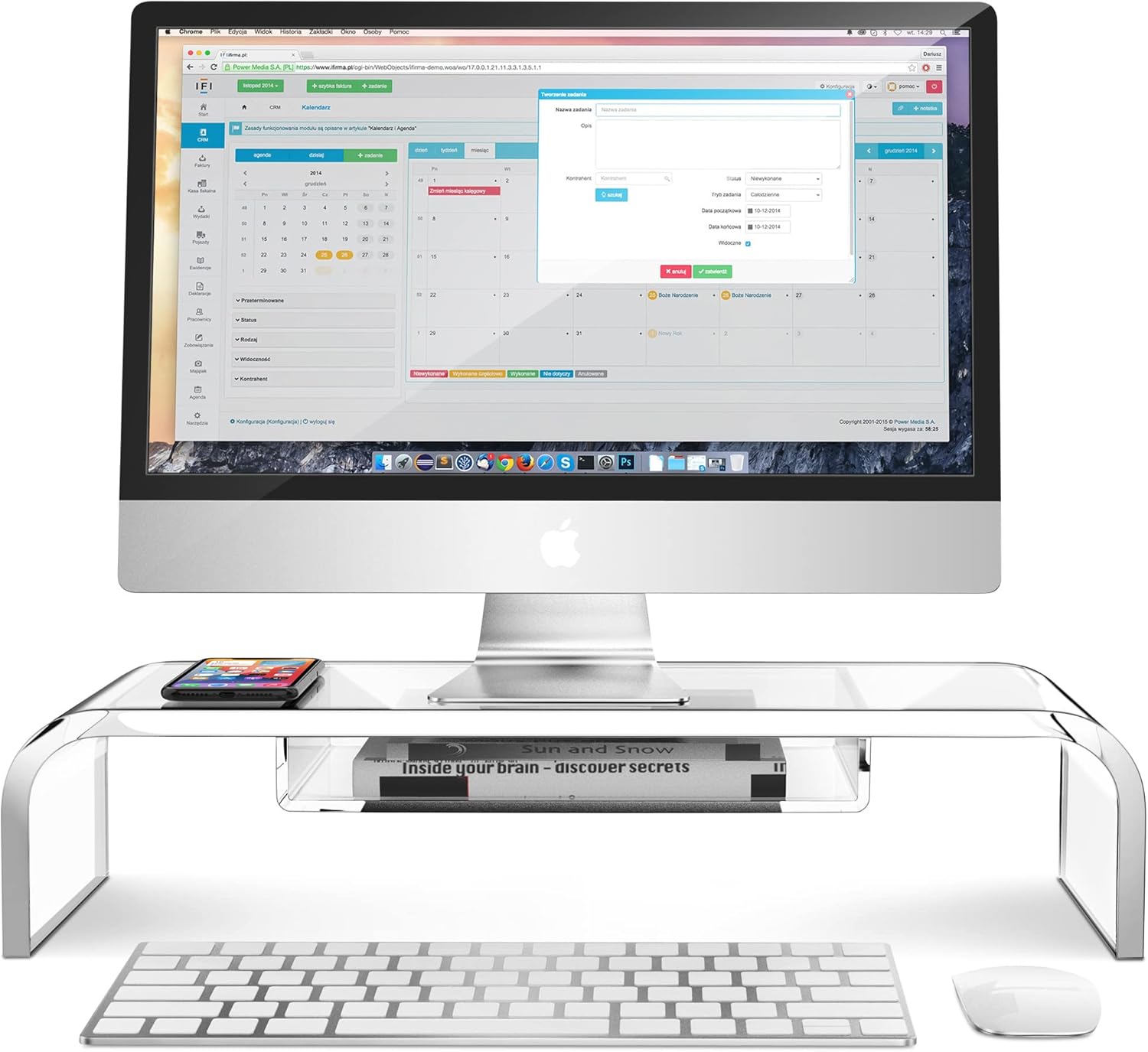 Clear Acrylic Monitor Stand with Storage U66630