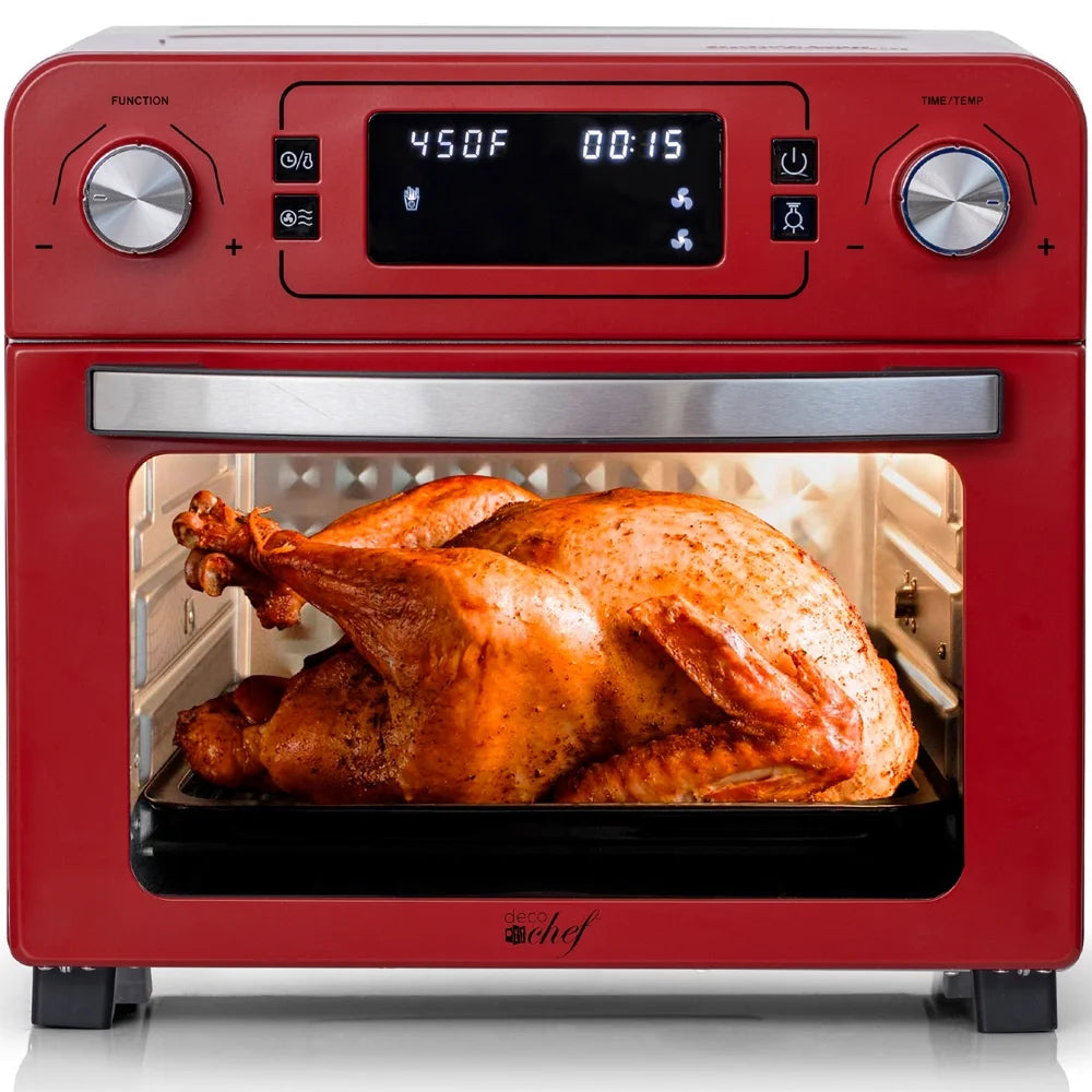 24QT Stainless Steel Countertop Toaster Air Fryer Oven Red U10478
