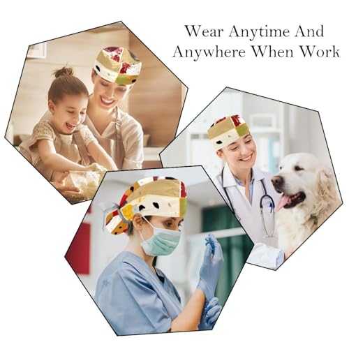 2Pcs Scrub Caps with Buttons D594