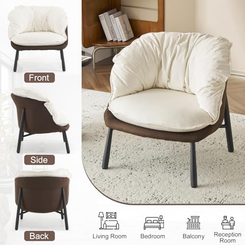 Black & Gray Velvet Barrel Chair with Metal Legs J433369