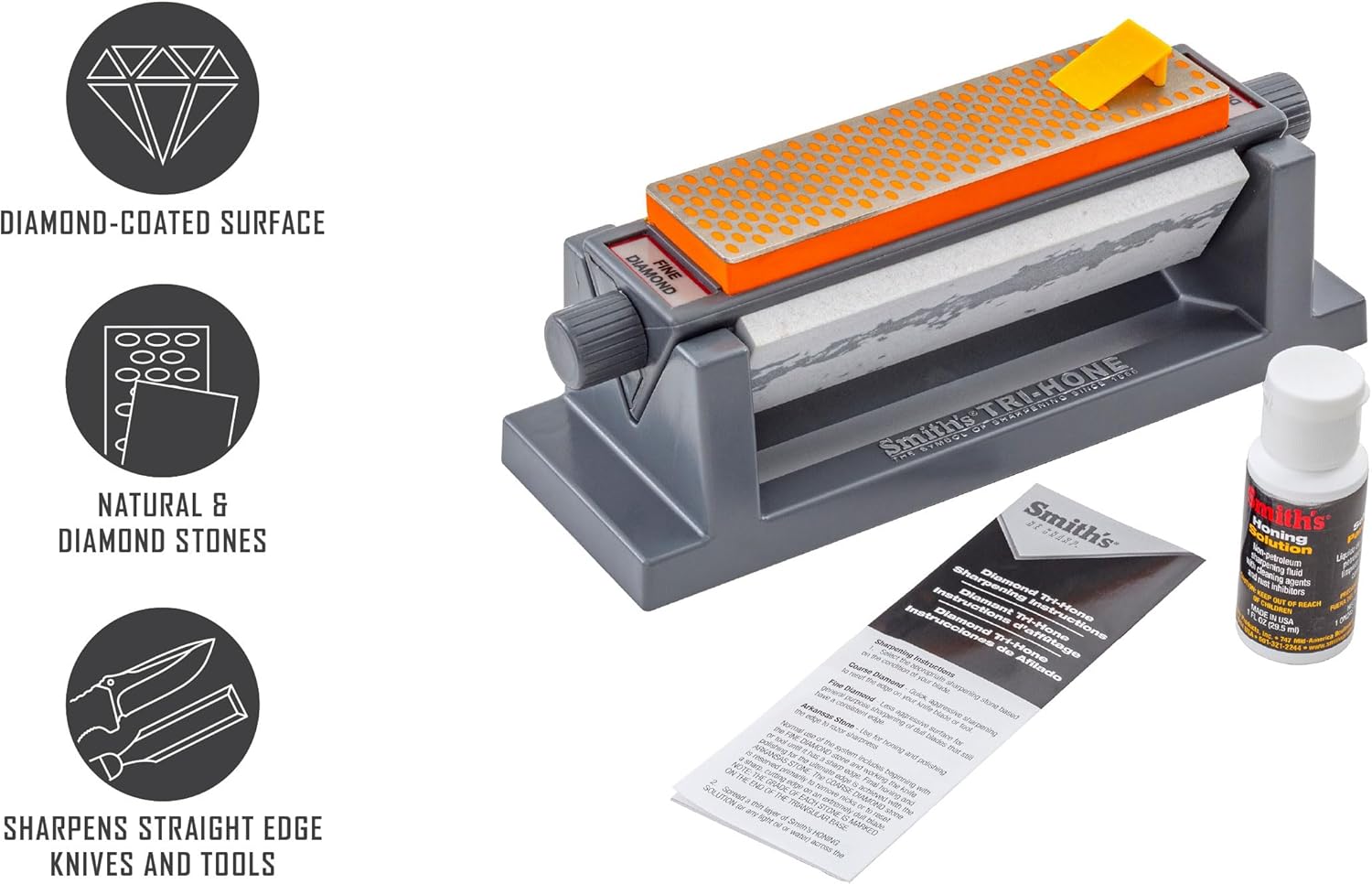 6" Diamond Sharpening Stone System - Grey - Fine, Natural, & Coarse Stones V4680