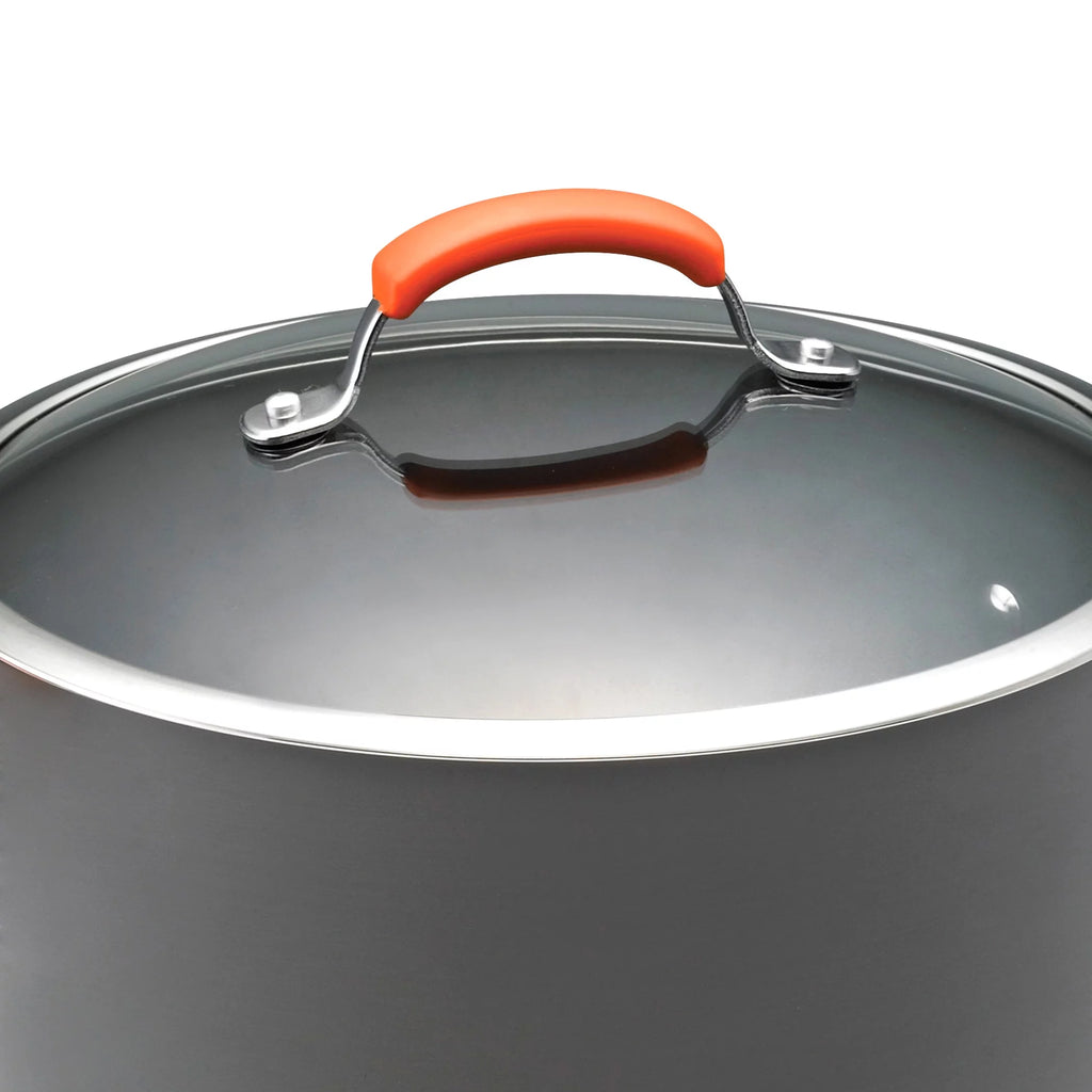 14 Piece Hard Anodized Nonstick Pots and Pans Set, Gray with Orange Handles S300285