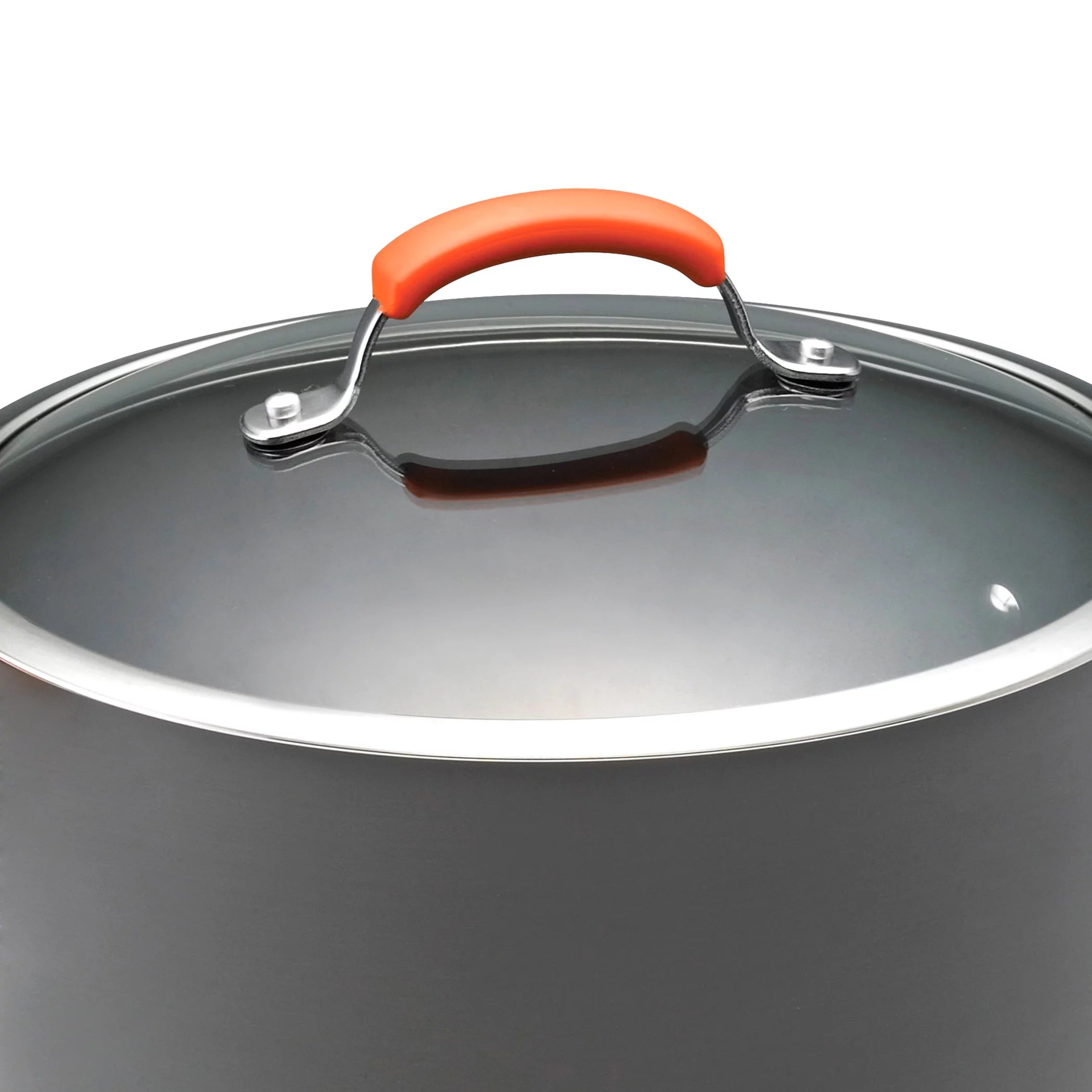 14 Piece Hard Anodized Nonstick Pots and Pans Set, Gray with Orange Handles S300285