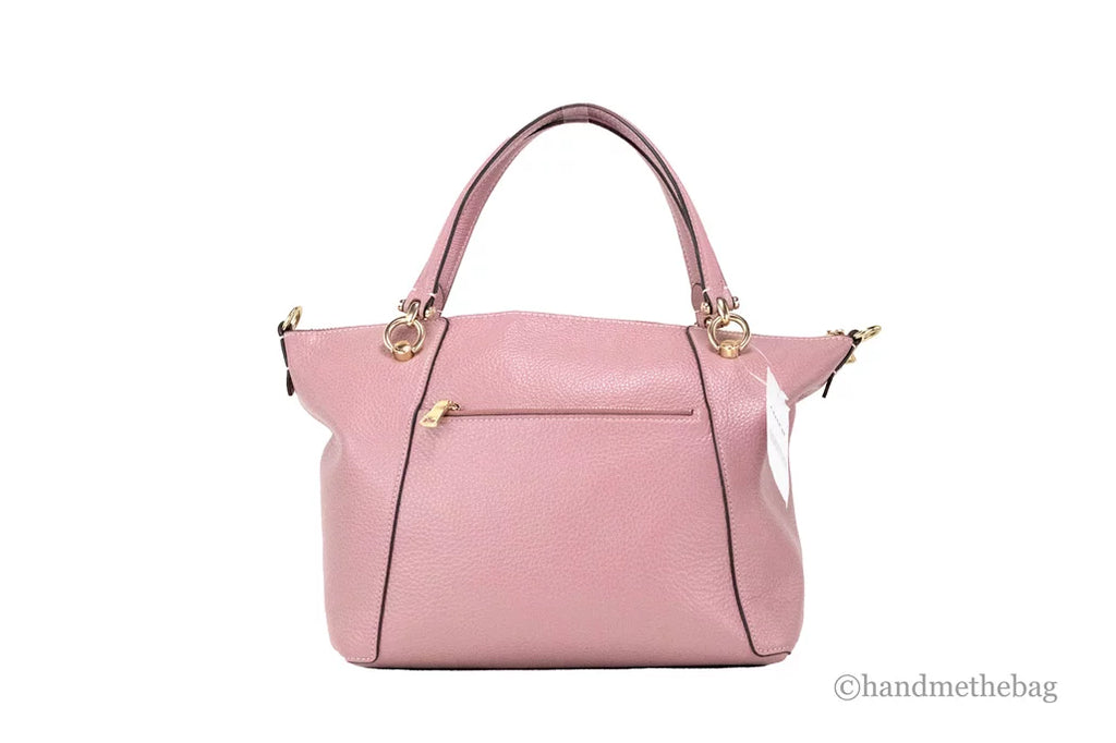 True Pink Pebbled Leather Top Zip Satchel Crossbody Handbag S793243
