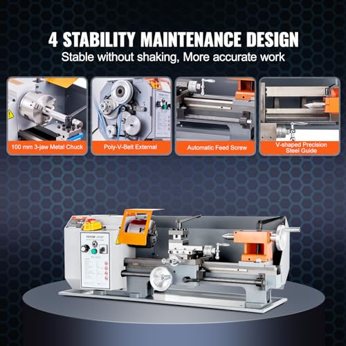 7'' x 13.78'' Metal Lathe with Tool Box T4464