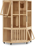 Large Wooden Corner Cat House with Scratching Post and Wheels T72024