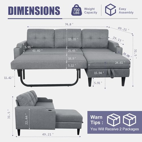 Brown L-Shaped Sleeper Sofa with Cup Holders N805061