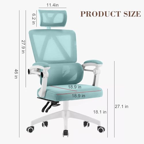 High Back Mesh Desk Chair with Lumbar Support and Adjustable Headrest N735764